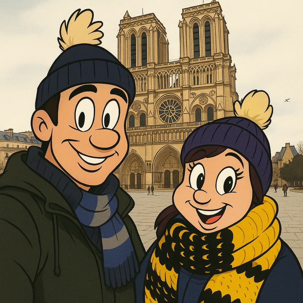 couple-notradome photo transformed into Looney Tunes AI artwork - looney tunes style generator