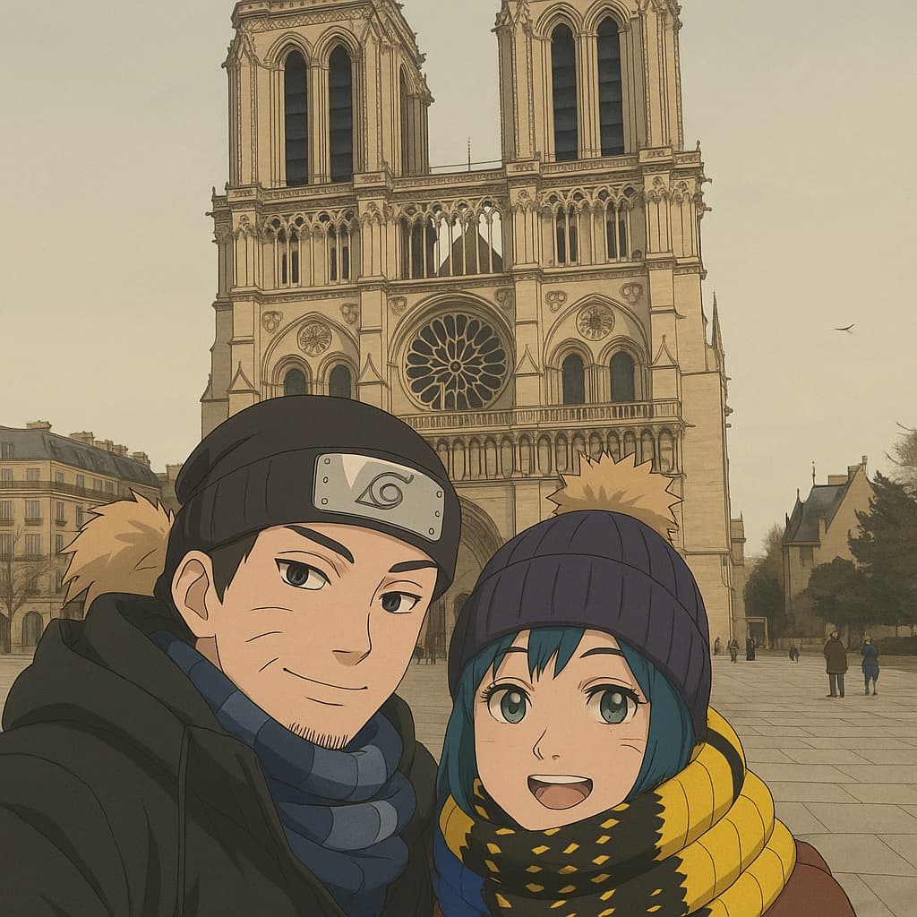 couple-notradome photo transformed into Naruto AI artwork - naruto style generator