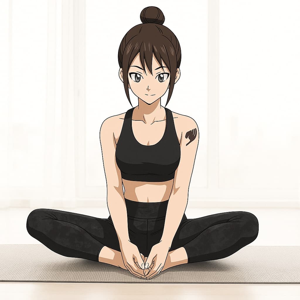 girl-yoga photo transformed into Fairy Tail AI artwork - fairy tail style generator