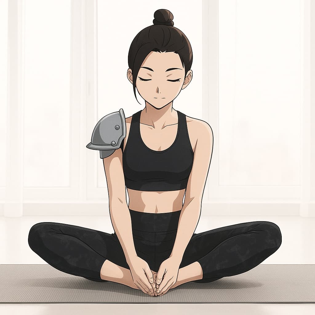 girl-yoga photo transformed into Fullmetal Alchemist AI artwork - fullmetal alchemist style generator
