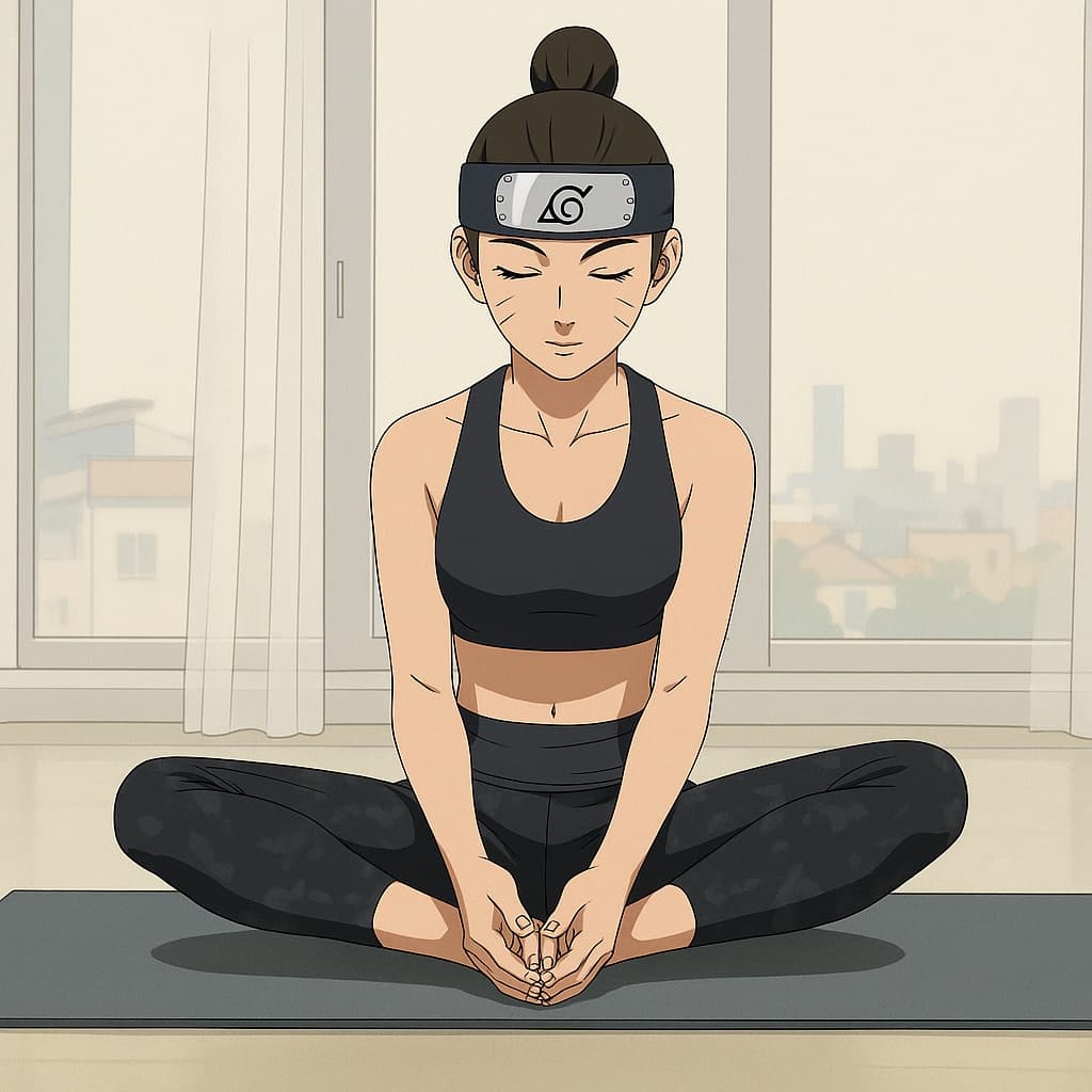 girl-yoga photo transformed into Naruto AI artwork - naruto style generator