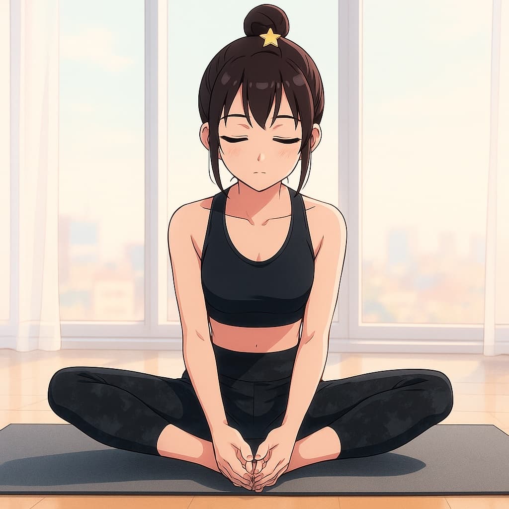 girl-yoga photo transformed into Oshi no Ko AI artwork - oshi no ko style generator