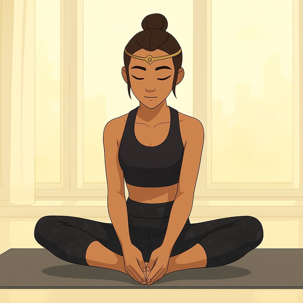 girl-yoga photo transformed into The Dragon Prince AI artwork - the dragon prince style generator