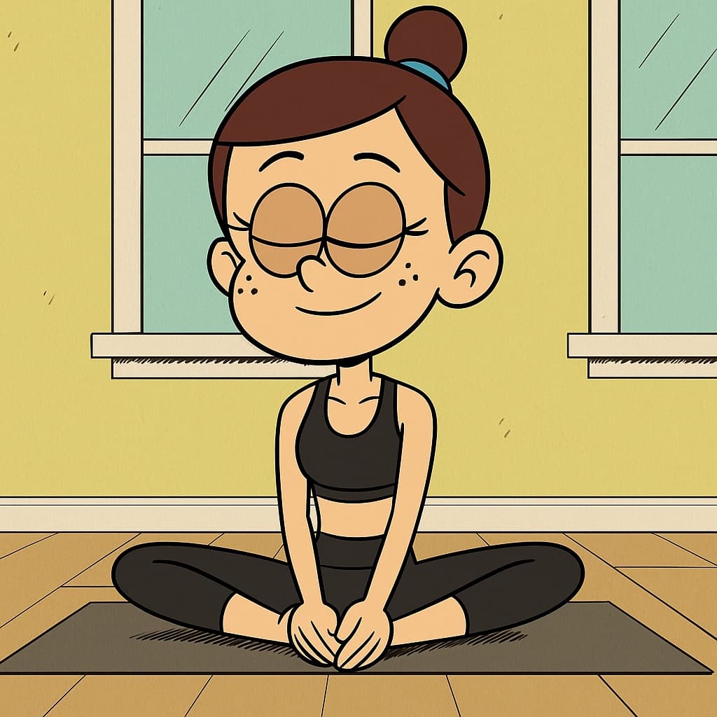 girl-yoga photo transformed into The Loud House AI artwork - the loud house style generator