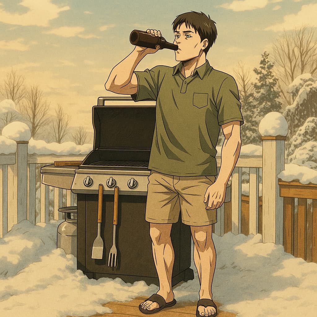 guy-beer photo transformed into Attack on Titan AI artwork - attack on titan style generator