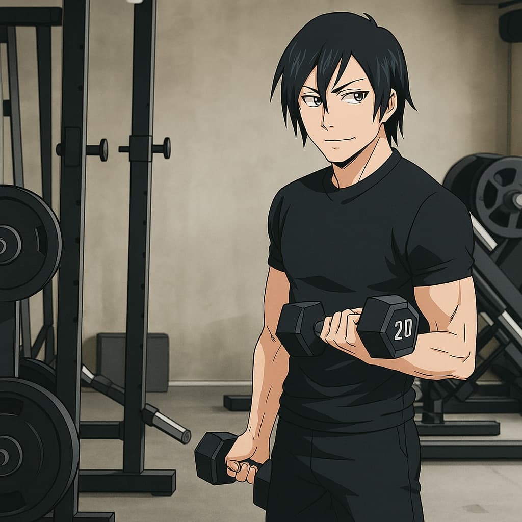 guy-gym photo transformed into Bleach AI artwork - bleach style generator