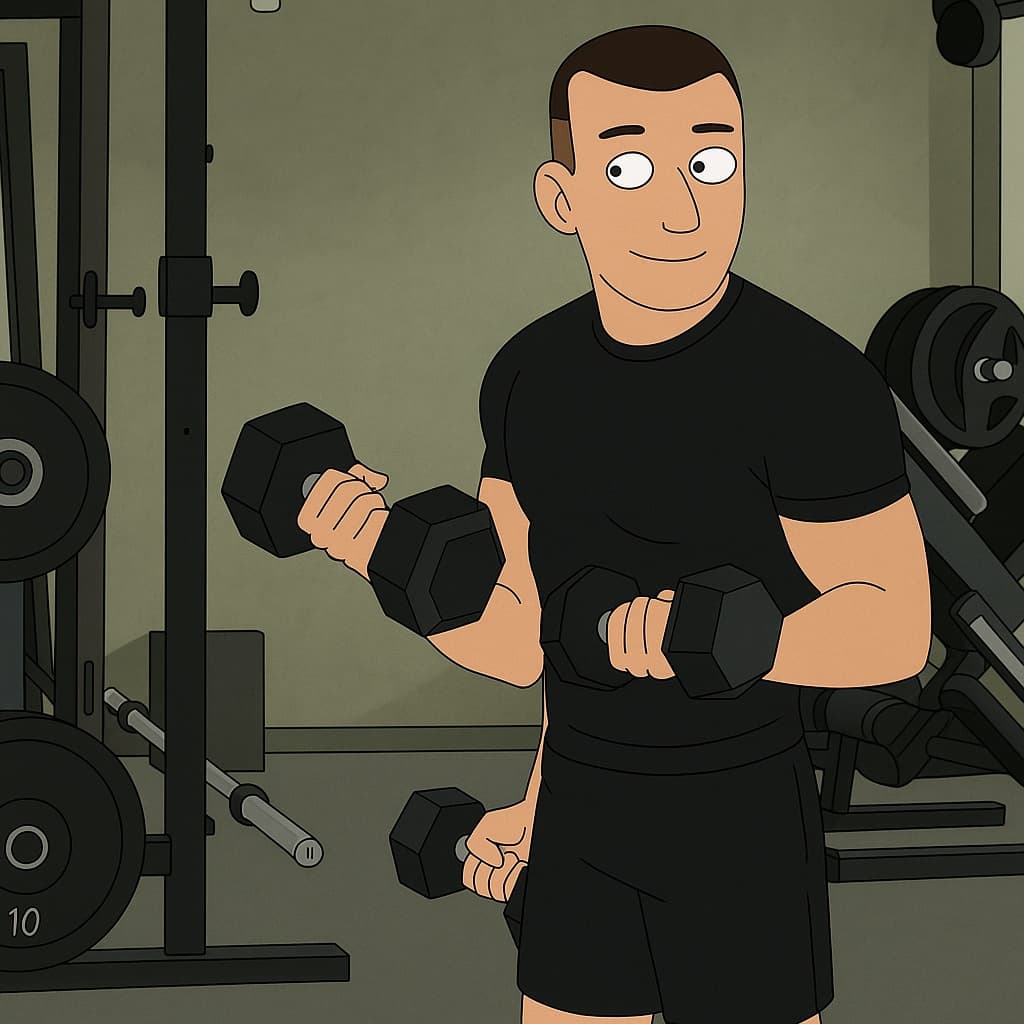 guy-gym photo transformed into BoJack Horseman AI artwork - bojack horseman style generator