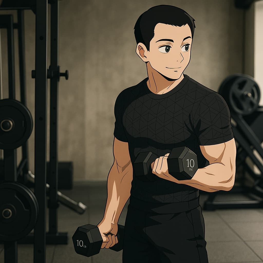 guy-gym photo transformed into Demon Slayer AI artwork - demon slayer style generator