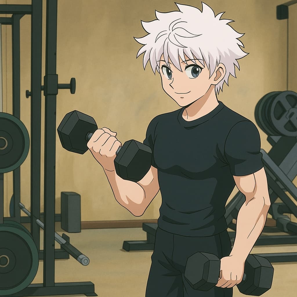 guy-gym photo transformed into Hunter × Hunter AI artwork - hunter × hunter style generator