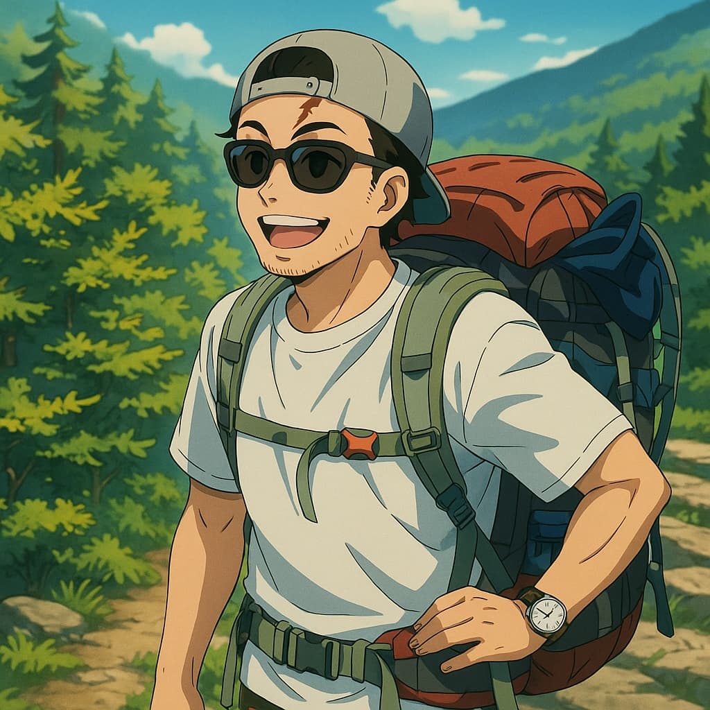 guy-hike photo transformed into Demon Slayer AI artwork - demon slayer style generator