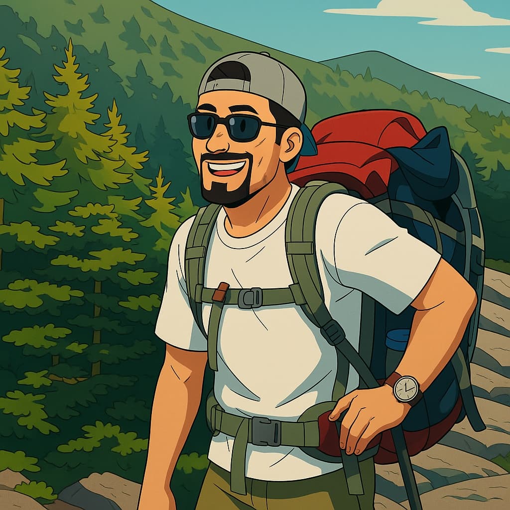 guy-hike photo transformed into Invincible AI artwork - invincible style generator