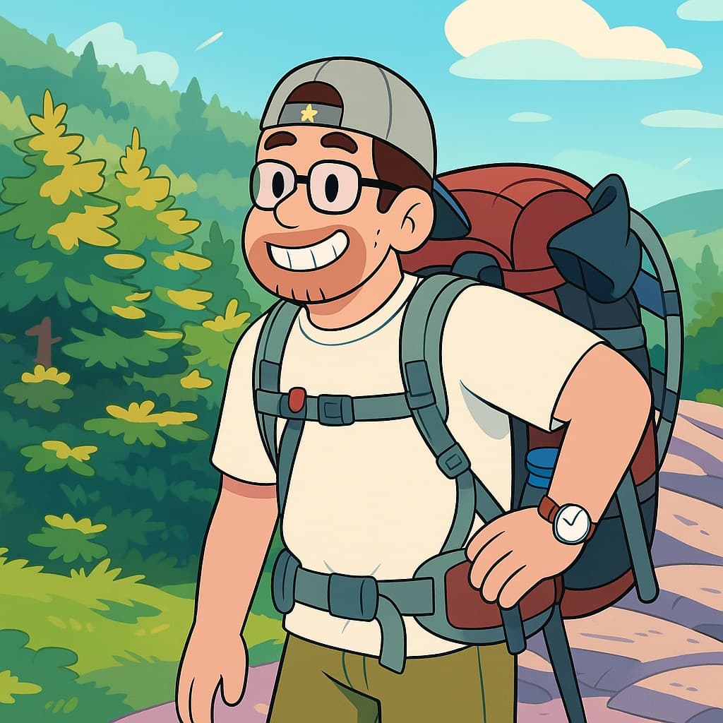 guy-hike photo transformed into Steven Universe AI artwork - steven universe style generator