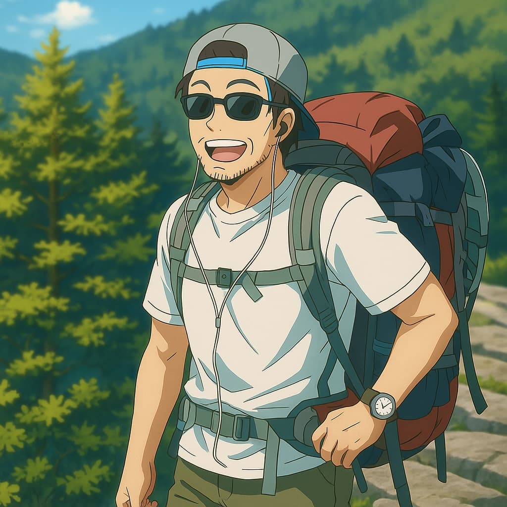 guy-hike photo transformed into Sword Art Online AI artwork - sword art online style generator