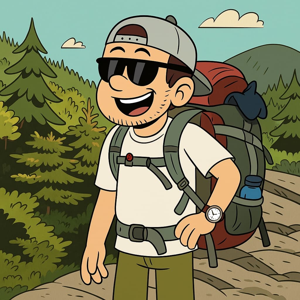 guy-hike photo transformed into The Loud House AI artwork - the loud house style generator