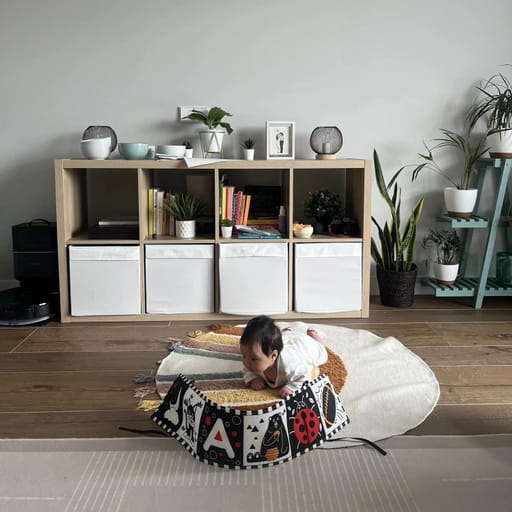 Original baby-floor photo before The Powerpuff Girls AI transformation