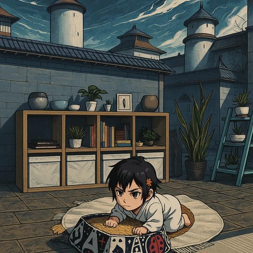 baby-floor photo transformed into Bleach AI artwork - bleach style generator