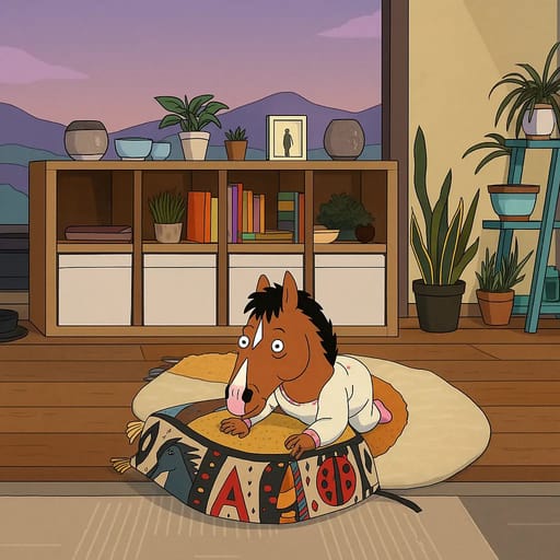 baby-floor photo transformed into BoJack Horseman AI artwork - bojack horseman style generator