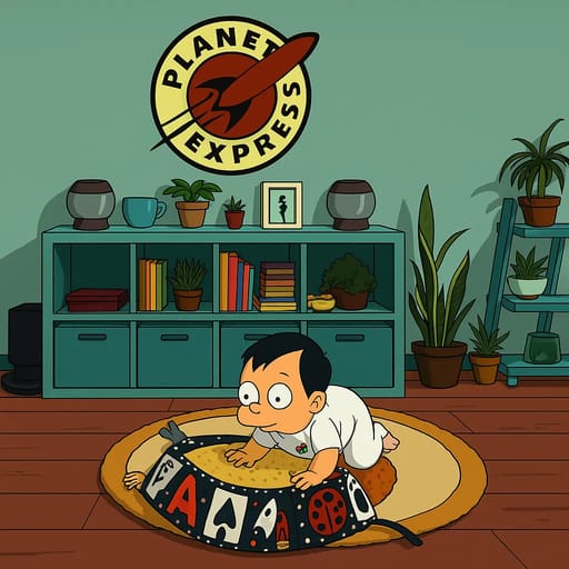 baby-floor photo transformed into Futurama AI artwork - futurama style generator