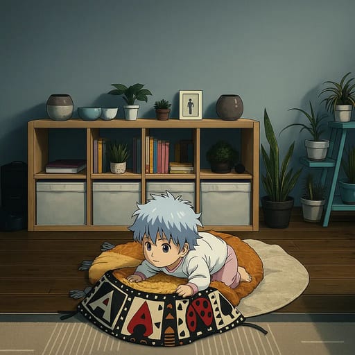 baby-floor photo transformed into Gintama AI artwork - gintama style generator