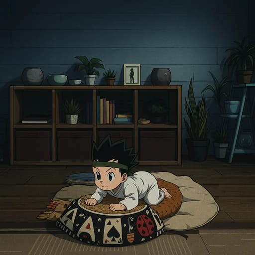 baby-floor photo transformed into Hunter × Hunter AI artwork - hunter × hunter style generator