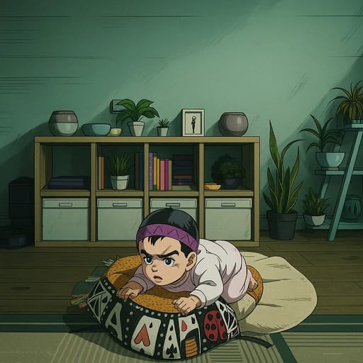 baby-floor photo transformed into JoJo's Bizarre Adventure AI artwork - jojo's bizarre adventure style generator