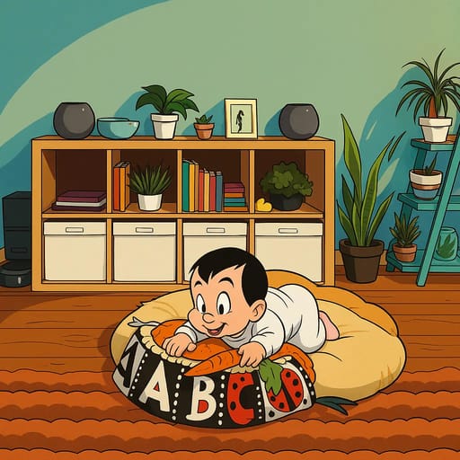 baby-floor photo transformed into Looney Tunes AI artwork - looney tunes style generator