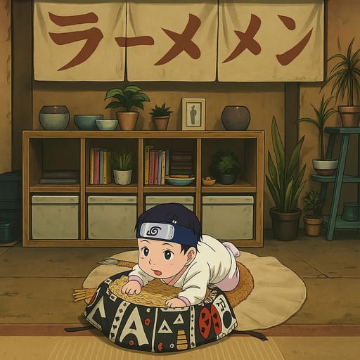 baby-floor photo transformed into Naruto AI artwork - naruto style generator