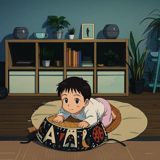 baby-floor photo transformed into Neon Genesis Evangelion AI artwork - neon genesis evangelion style generator