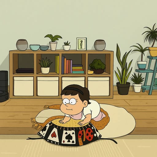 baby-floor photo transformed into Regular Show AI artwork - regular show style generator