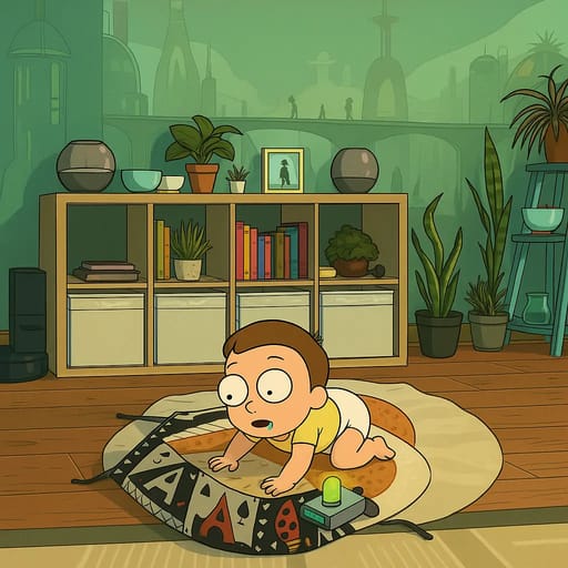 baby-floor photo transformed into Rick and Morty AI artwork - rick and morty style generator