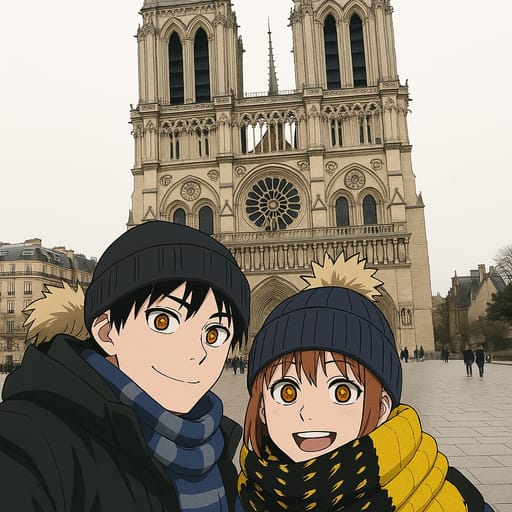 couple-notradome photo transformed into Chainsaw Man AI artwork - chainsaw man style generator