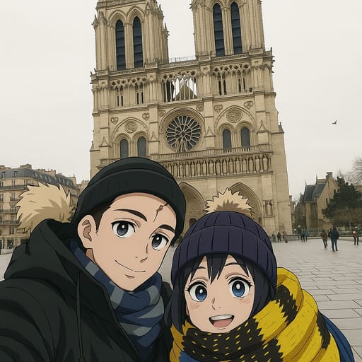 couple-notradome photo transformed into Demon Slayer AI artwork - demon slayer style generator