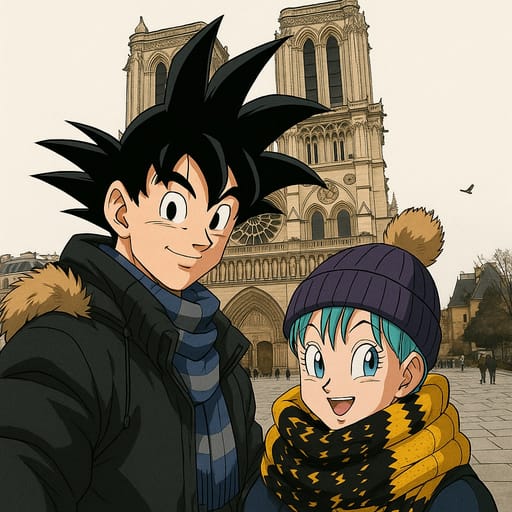 couple-notradome photo transformed into Dragon Ball Z AI artwork - dragon ball z style generator