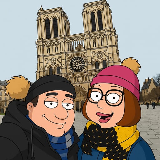 couple-notradome photo transformed into Family Guy AI artwork - family guy style generator