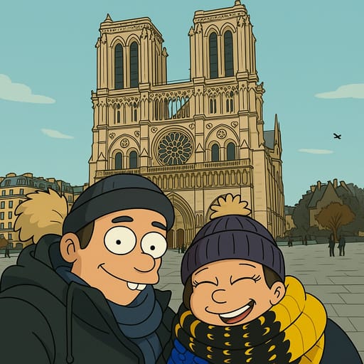 couple-notradome photo transformed into Futurama AI artwork - futurama style generator