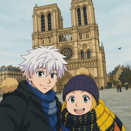 couple-notradome photo transformed into Hunter × Hunter AI artwork - hunter × hunter style generator