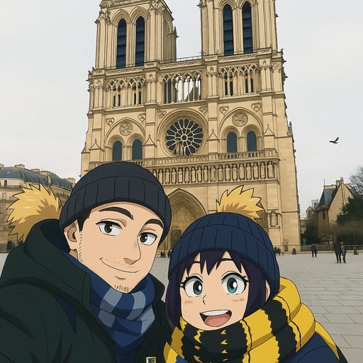 couple-notradome photo transformed into My Hero Academia AI artwork - my hero academia style generator