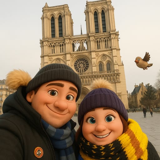 couple-notradome photo transformed into Pixar AI artwork - pixar style generator