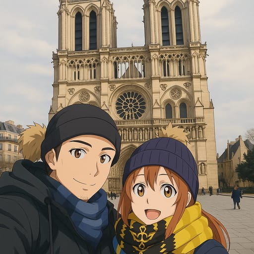 couple-notradome photo transformed into Sword Art Online AI artwork - sword art online style generator