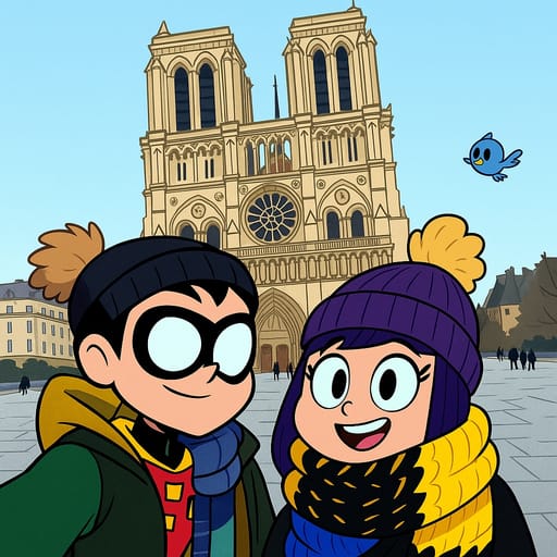 couple-notradome photo transformed into Teen Titans Go! AI artwork - teen titans go! style generator