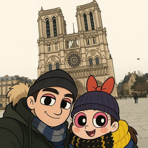 couple-notradome photo transformed into The Powerpuff Girls AI artwork - the powerpuff girls style generator