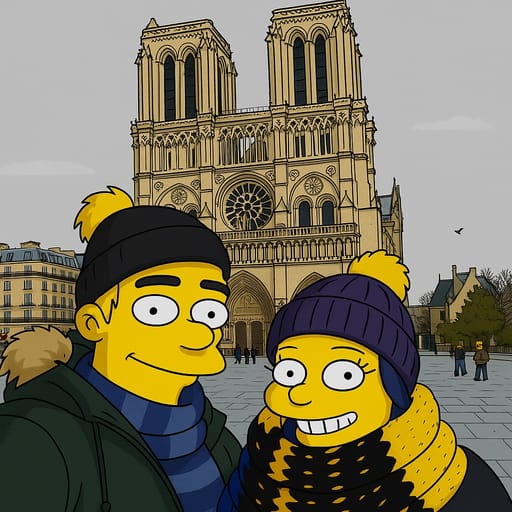couple-notradome photo transformed into The Simpsons AI artwork - the simpsons style generator