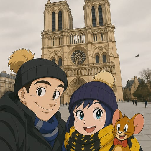 couple-notradome photo transformed into Tom & Jerry AI artwork - tom & jerry style generator