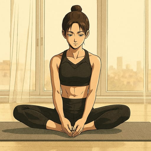 girl-yoga photo transformed into Attack on Titan AI artwork - attack on titan style generator