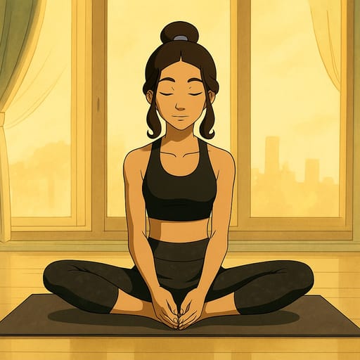 girl-yoga photo transformed into Avatar The Last Airbender AI artwork - avatar the last airbender style generator