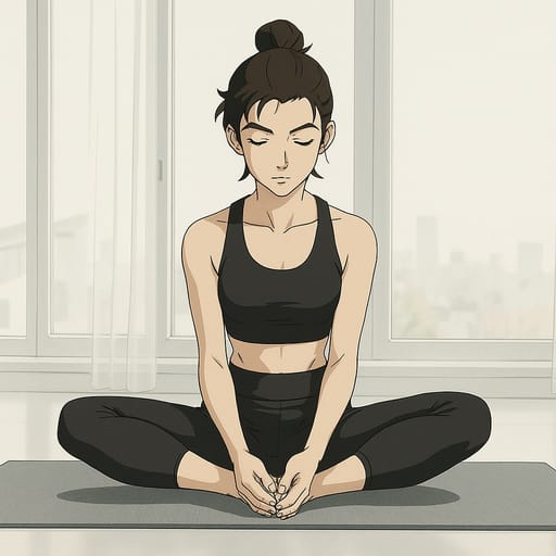 girl-yoga photo transformed into Cowboy Bebop AI artwork - cowboy bebop style generator