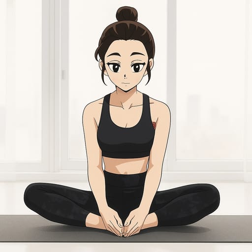 girl-yoga photo transformed into Demon Slayer AI artwork - demon slayer style generator