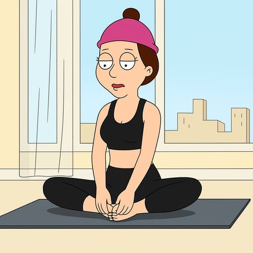 girl-yoga photo transformed into Family Guy AI artwork - family guy style generator