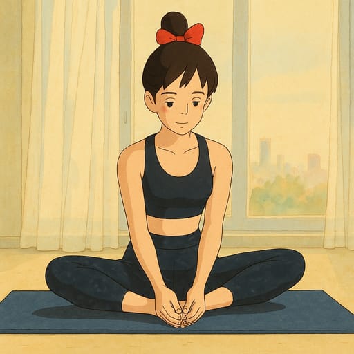 girl-yoga photo transformed into Ghibli AI artwork - ghibli style generator