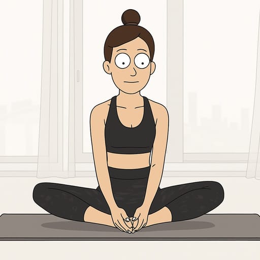 girl-yoga photo transformed into Rick and Morty AI artwork - rick and morty style generator